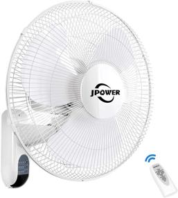 img 4 attached to JPOWER 16 Inch Wall Mount Fan: Remote Controlled Oscillating Fan with Powerful Airflow, 3 Speed Settings, Adjustable Tilt, Lightning Deal