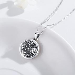 img 3 attached to Vintage Sun Moon Star Locket Necklace 925 Sterling Silver Pendant - Holds Pictures, Oxidized Photo Locket Necklace for Women & Girls - Family Jewelry Gifts