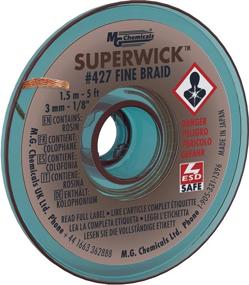 img 2 attached to MG Chemicals 427 Desoldering Braid #5 Fine Braid Super 🧲 Wick with RMA Flux, 5 Feet Length x 0.125 Inch Width, Brown