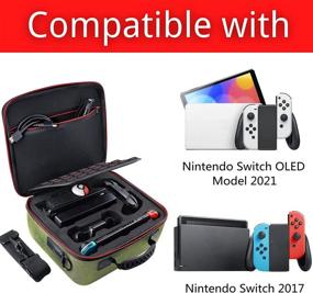 img 3 attached to COOWPS Green Hard Shell Switch Case for Nintendo Switch/Switch OLED Model 2021 - Protective Carrying Bag for Switch Console & Accessories - Portable Travel Case