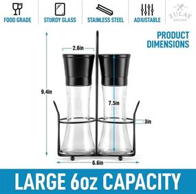 img 2 attached to 🧂 Zulay Large Salt and Pepper Grinder: Stainless Steel, Refillable with Adjustable Coarseness Options - Tall Set with Lid Cap & Portable Holder (Black)