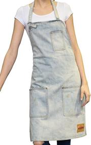 img 4 attached to 👖 Denim Kitchen Apron with Pockets and Adjustable Neck Strap - Vantoo Chef Apron for Men and Women