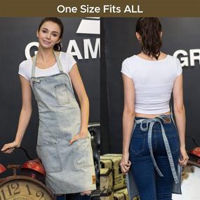 img 2 attached to 👖 Denim Kitchen Apron with Pockets and Adjustable Neck Strap - Vantoo Chef Apron for Men and Women