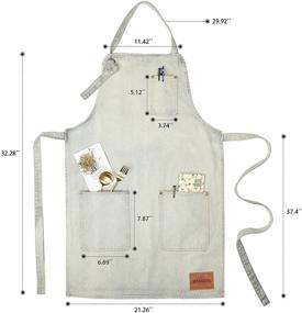 img 3 attached to 👖 Denim Kitchen Apron with Pockets and Adjustable Neck Strap - Vantoo Chef Apron for Men and Women