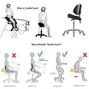 img 3 attached to Versatile FRNIAMC Adjustable Saddle Stool Chairs: Back Support & Ergonomic Rolling Seat for Medical Clinic, Hospital, Lab, Pharmacy, Salon, Studio, Office, and Home