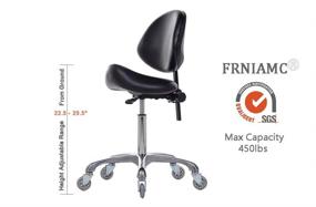 img 2 attached to Versatile FRNIAMC Adjustable Saddle Stool Chairs: Back Support & Ergonomic Rolling Seat for Medical Clinic, Hospital, Lab, Pharmacy, Salon, Studio, Office, and Home