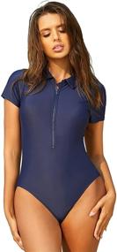 img 4 attached to Shekini Long Sleeve Rash Guard One Piece Swimsuit with UV Protection - Women's Printed Swimwear