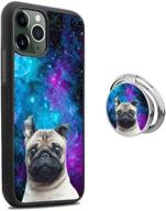 black iphone 11 pro max case with ring holder stand 360 rotation ring grip kickstand soft tpu and pc anti-slippery design protection bumper for iphone 11 pro max (galaxy nebula pug) logo