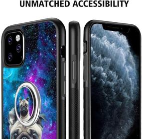 img 1 attached to Black IPhone 11 Pro Max Case With Ring Holder Stand 360 Rotation Ring Grip Kickstand Soft TPU And PC Anti-Slippery Design Protection Bumper For IPhone 11 Pro Max (Galaxy Nebula Pug)