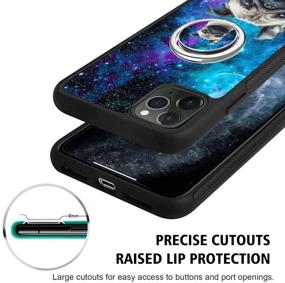 img 3 attached to Black IPhone 11 Pro Max Case With Ring Holder Stand 360 Rotation Ring Grip Kickstand Soft TPU And PC Anti-Slippery Design Protection Bumper For IPhone 11 Pro Max (Galaxy Nebula Pug)