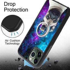 img 2 attached to Black IPhone 11 Pro Max Case With Ring Holder Stand 360 Rotation Ring Grip Kickstand Soft TPU And PC Anti-Slippery Design Protection Bumper For IPhone 11 Pro Max (Galaxy Nebula Pug)