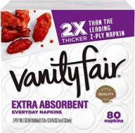 vanity fair extra absorbent paper napkins: 80 2-ply disposables for messy meals, ultimate absorbency guaranteed! logo