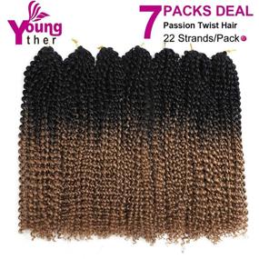 img 3 attached to 🦋 Stunning 18 inch Water Wave Passion Twist Crochet Hair Set - 7 Packs Butterfly Locs Synthetic Hair Gift for Women (18"7Pcs-T1B/27)