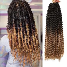 img 4 attached to 🦋 Stunning 18 inch Water Wave Passion Twist Crochet Hair Set - 7 Packs Butterfly Locs Synthetic Hair Gift for Women (18"7Pcs-T1B/27)