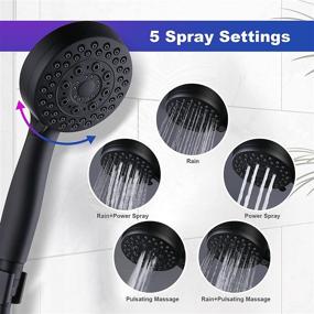 img 3 attached to 🚿 Upgrade Your Shower Experience with the High Pressure Shower Head: WOWOW 5 Setting Shower Head with Handheld, 3.5 Inch Face Matte Black Shower Head with 59 Inch Hose