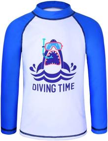 img 3 attached to TFJH E Kids Boys Long Sleeve Two Piece Swimsuit - UPF 50+ UV Swimwear for Sun Protection