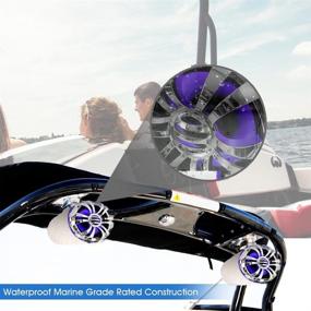 img 1 attached to 🔊 Pyle Marine Speakers - 5.25 Inch Waterproof IP44 Rated Wakeboard Tower and Weather Resistant Outdoor Audio Stereo Sound System with Built-in LED Lights - Silver (PLMRWB50L) - 1 Pair- Premium Waterproof Tower Speakers with LED Lights for Marine Entertainment and Outdoor Sound Experience