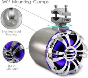 img 2 attached to 🔊 Pyle Marine Speakers - 5.25 Inch Waterproof IP44 Rated Wakeboard Tower and Weather Resistant Outdoor Audio Stereo Sound System with Built-in LED Lights - Silver (PLMRWB50L) - 1 Pair- Premium Waterproof Tower Speakers with LED Lights for Marine Entertainment and Outdoor Sound Experience