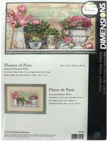 img 1 attached to 🌸 Dimensions 35204 'Flowers of Paris' Cross Stitch Kit, 14 Count Beige Aida Fabric, 14" x 8" - Complete DIY Embroidery Set