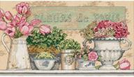 🌸 dimensions 35204 'flowers of paris' cross stitch kit, 14 count beige aida fabric, 14" x 8" - complete diy embroidery set logo