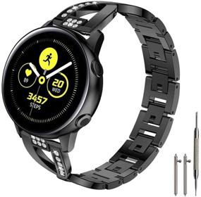 img 4 attached to ⌚ Ремешок Sankel совместимый для Samsung Galaxy Watch Active 2, женский 20 мм металлическая замена цепочки с ремешком с ринестонами на браслете для Galaxy Watch Active/Galaxy Watch 42 мм/Gear Sport (черный)