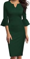 👗 womens office work casual pencil dress with flounce bell sleeves by woosunze logo