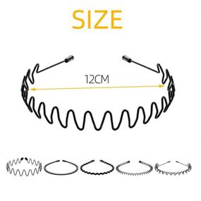img 3 attached to 💇 Black Hair Hoop - 6Pcs Multi-style Wave Spring Headband Wavy Comb Hair Band Accessories for Men and Women, Unisex Wavy Headband with Metal Hair Hoop