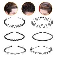 💇 black hair hoop - 6pcs multi-style wave spring headband wavy comb hair band accessories for men and women, unisex wavy headband with metal hair hoop logo