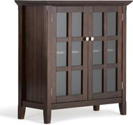 🔹 simplihome acadian 35" solid wood low storage cabinet in brunette brown - 2 doors, 2 adjustable shelves logo