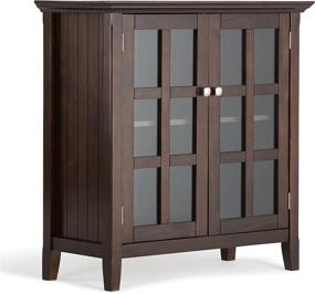 img 4 attached to 🔹 SimpliHome Acadian 35" Solid Wood Low Storage Cabinet in Brunette Brown - 2 Doors, 2 Adjustable Shelves