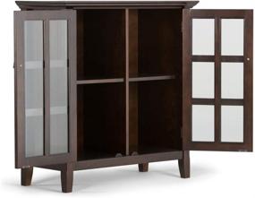 img 2 attached to 🔹 SimpliHome Acadian 35" Solid Wood Low Storage Cabinet in Brunette Brown - 2 Doors, 2 Adjustable Shelves