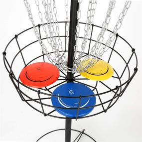 img 2 attached to 👑 CROWN ME Disc Golf Basket Target Set with 6 Discs, 18-Chain Portable Disc Golf Target, Metal Golf Goals Baskets with Yellow Flag, and a Convenient Carry Bag