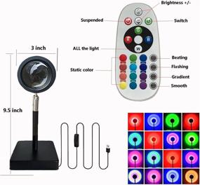 img 1 attached to 🌈 LYJYY Sunset Lamp Projector: Vibrant 16-Color LED Rainbow Projection Light for Photography, Selfie & Home Décor with Remote Control - Perfect Bedroom & Living Room Ambiance, USB Christmas Gift