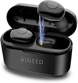 img 4 attached to 💎 Premium AINEED Bluetooth Earbuds 5.0: True Wireless Mini Headsets for Android & iOS - Sweatproof TWS Noise Cancelling Sport Earphones with Portable Charging Case