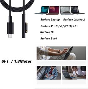img 3 attached to Мощный 45W зарядное устройство Microsoft Surface с USB-C портом и складной вилкой | Совместим с Surface Pro/Laptop/Book | Переносное зарядное устройство с кабелем питания длиной 6 футов 15V 3A