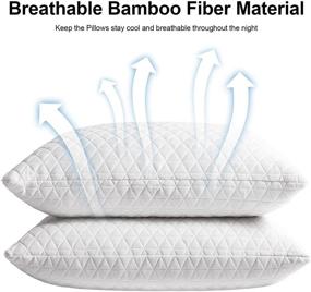 img 3 attached to Ultimate Comfort: 2-Pack Queen Size Shredded Memory Foam Pillows with Cooling Technology 🌙 and Adjustable Firmness - Ideal for Side and Back Sleepers, Including Washable Bamboo Cover