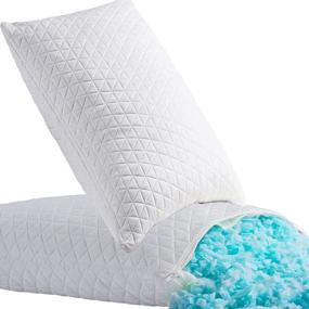 img 4 attached to Ultimate Comfort: 2-Pack Queen Size Shredded Memory Foam Pillows with Cooling Technology 🌙 and Adjustable Firmness - Ideal for Side and Back Sleepers, Including Washable Bamboo Cover