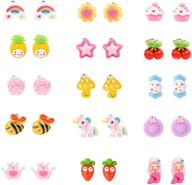 princess play jewelry: 15 pairs of clip-on earrings set for girls – crown, fruit, flowers, cute clip-on earrings for girls logo