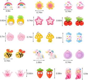 img 2 attached to Princess Play Jewelry: 15 Pairs of Clip-On Earrings Set for Girls – Crown, Fruit, Flowers, Cute Clip-On Earrings for Girls