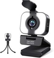 ✨ webcam melcam 1080p fhd streaming camera with ring light, microphone, privacy cover, auto-focus - plug and play usb web cam for zoom, skype, youtube - pc laptop computer (black) logo