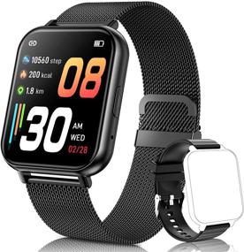 img 4 attached to 📱 QAAEEDY Smart Watch for Android Phones iOS, Fitness Tracker with Heart Rate, Blood Oxygen, Sleep Monitoring, IP68 Waterproof, Compatible with iPhone & Samsung, Black Smartwatches for Women & Men