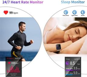 img 1 attached to 📱 QAAEEDY Smart Watch for Android Phones iOS, Fitness Tracker with Heart Rate, Blood Oxygen, Sleep Monitoring, IP68 Waterproof, Compatible with iPhone & Samsung, Black Smartwatches for Women & Men