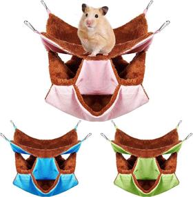 img 4 attached to 🐾 Triple-Layer Hanging Hammock Bed for Chinchilla Parrot Sugar Glider Ferrets Rat Hamster – Cozy Pet Sleep Nest for Small Animals