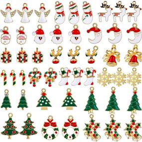 img 4 attached to Gold Plated Christmas Enamel Charms: 50-Piece Pendant Set for DIY Jewelry Making, Art Crafts & Beyond