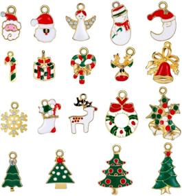 img 3 attached to Gold Plated Christmas Enamel Charms: 50-Piece Pendant Set for DIY Jewelry Making, Art Crafts & Beyond