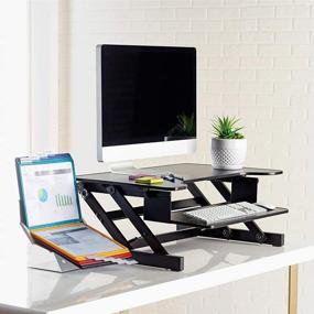 img 3 attached to 💻 Enhance Your Workstation with the Lorell Sit-to-Stand Monitor Riser in Sleek Black Design