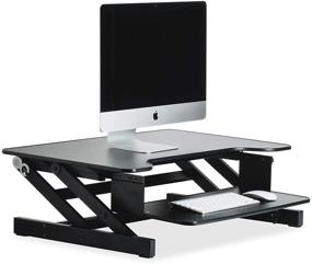 img 4 attached to 💻 Enhance Your Workstation with the Lorell Sit-to-Stand Monitor Riser in Sleek Black Design