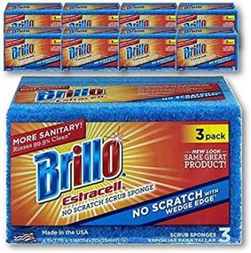 img 1 attached to 🧽 Brillo Estracell Kitchen Sponges - Premium, Long Lasting, 8 Pack (3ct) - with Wedge Edge