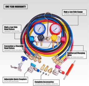 img 2 attached to 🌡️ BACOENG Pro 4 путь AC Диагностический манифольдный манометрный набор для R134A R410A R22 - Полный комплект с 5FT шлангом, адаптерами, соединителями и универсальным краном для баллонов.