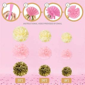 img 3 attached to 🎈 62-Piece Party Decoration Kit with Balloons, Paper Lanterns, Pom Poms, Tassels and Garland in Pink, Gold and Ivory Colors - Perfect for Special Occasions - Assembly Required - EpiqueOne